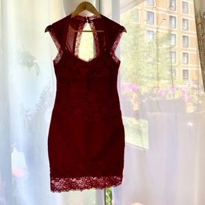 Evening-out dress. Mendocino Burgundy lacy dress